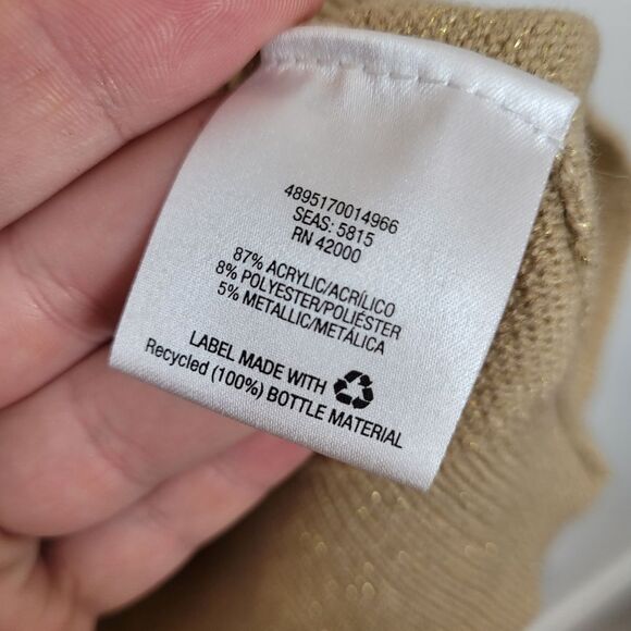 Jaclyn Smith Collection Gold Cardigan Sweater Metal Glitter Formal Party Large - Picture 11 of 11